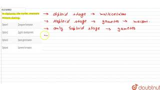 In diplontic life cycle meiosis occurs during [upl. by Evelyn355]