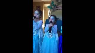 Frozen birthday party Elsa and Anna singing quotLet it Goquot [upl. by Meyeroff]