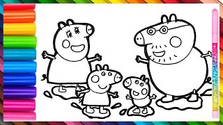 Drawing and Coloring Peppa Pig Family 🐷🐷🐷🐷  🌈 Drawings For Kids [upl. by Suirtemid504]