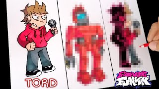 DIBUJO A TORD DE FRIDAY NIGHT FUNKIN EN 3 MODS DIFERENTES  DRAWING TORD FROM FNF IN 3 DIFFERENT MOD [upl. by Salomie]