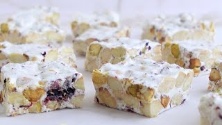 Quick NO BAKE DESSERT Easy soft NO BAKE NOUGAT How to make homemade nougat [upl. by Nonrev]