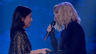 Lara Fabian sings with contestant after not being able to turn her chair for her The Voice 2018 [upl. by Eseenaj527]