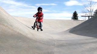 A 3 year old and his Strider bike in the skate park Strider bikes rule [upl. by Schechinger109]