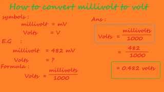 how to convert millivolt to volt  electrical formulas [upl. by Delwyn]