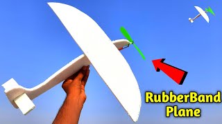 How to make Rubber band propeller planeFlying plane made of thermocolhelicopter rubberband plane [upl. by Saunder]