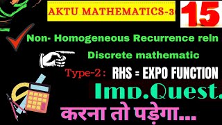 Nonhomogeneous recurrence relation L15important questionAktu mathematics 3  unit 4 maths 3 [upl. by Nomi862]