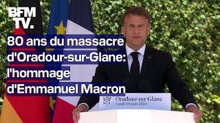 Le discours intégral dEmmanuel Macron pour commémorer les 80 ans du massacre dOradoursurGlane [upl. by Adnulahs903]