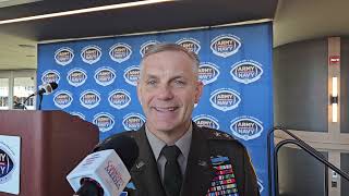 Lt Gen Steve Gilland West Point Supe at 2023 Army Navy Game Media Day On College Football [upl. by Acimad]