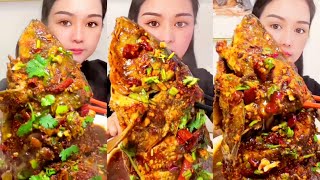 Eating Spicy Big Fish Fry Mukbang  Eating Fish Curry  Fish Head Curry  ASMR eating videos [upl. by Lalaj]