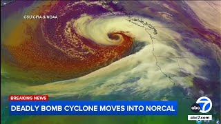 Bomb cyclone slams Northern California knocking out power delaying flights [upl. by Siladnerb]