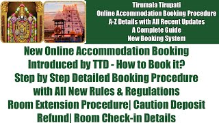 How to Book RoomAccommodation in Online at TirumalaTirupatiStep by Step Booking in NEW TTD SYSTEM [upl. by Uol956]