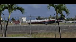 Winair ATR42500600 landing Princess Juliana Intl Airport SXM 🇸🇽 [upl. by Lashoh589]