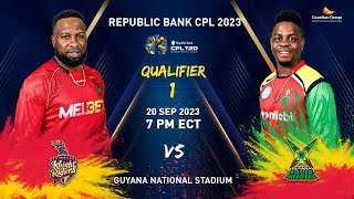 LIVE  Qualifier 1  Guyana Amazon Warriors vs Trinbago Knight Riders  CPL 2023 [upl. by Aikan66]