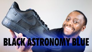 Nike Air Force 1 07 Black Astronomy Blue On Foot Sneaker Review QuickSchopes 725 Schopes HM9605 001 [upl. by Relda20]