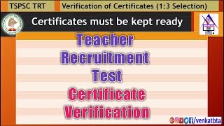 TSPSC TRT Certificate Verification  venkatbta [upl. by Keefe519]