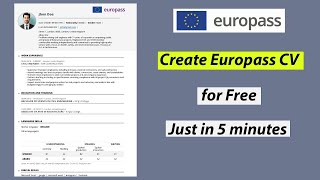 Create Free Best CV for Europe  Europass CV for Europe jobs  Europass CV Formats [upl. by Enila]