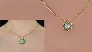 DIY Beaded Pendant Necklace with Pealrs and Crystal Bicones How to Make Beaded Jewelry 手工串珠项链教程 [upl. by Teriann8]