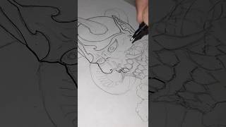 Drawing Hannya Mask Tattoo Idea Part 1 hannyamask tatuagem drawing art [upl. by Asaph39]