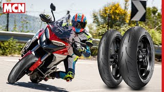 Sports tyres on an adventure bike 19in Metzeler Sportec M9 RRs tested  MCN [upl. by Ococ]