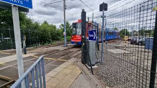 Newly repaired and repainted Supertram 105 leaves Nunnery Square Depot on a Driver Trainer 12724 [upl. by Ihcalam]