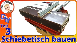 Schiebetisch für Tischkreissäge selber bauen mit Queranschlag DIY Schiebeschlitten Teil 3 IngosTipps [upl. by Seuqcaj358]