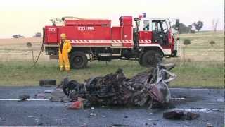 Fatal overtaking collision in Myola near Bendigo 140312 Warning Graphic images [upl. by Eolanda]