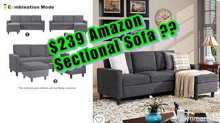 239 Amazon Sectional Sofa Is It worth it  Walsunny Convertible Sectional Sofa Dark Grey [upl. by Ricard]