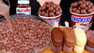 ASMR MALTESERS CHOCOLATE MILK MAGNUM ICE CREAM NUTELLA TWIX MampMS DESSERT MUKBANG몰티져스 먹방EATING SOUNDS [upl. by Afnin]