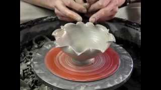 Making a small flower petal leaf shaped pottery clay bowl demo how to [upl. by Arde]