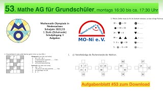 53 Mathe AG Grundschüler  Mathe Olympiade 2022  2023  1 Stufe  Klasse 3 [upl. by Roer]