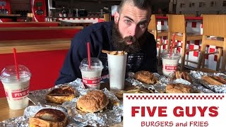 The Five Guys 10000 Calorie Take Down  BeardMeatsFood [upl. by Richards894]