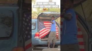 Train Horn Prank  Throws rocks 🤣 lol shorts short trainhorn trending trend prank reels [upl. by Norb]