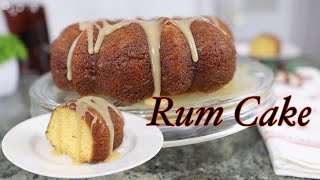 How to Make Easy RUM CAKE with CARAMEL BUTTER RUM GLAZE  perfect adult holiday desert [upl. by Bluhm658]