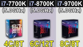 i77700K 50GHz Vs i78700K 50GHz Vs i79700K 50GHz  1080p and 1440p Gaming Benchmarks [upl. by Imuyam]