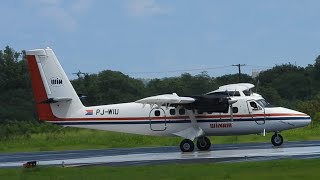 WINAIR DHC6 Twin Otter 300 takeoff from Antigua [upl. by Rustie]