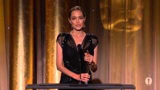 Angelina Jolie receives the Jean Hersholt Humanitarian Award at the 2013 Governors Awards [upl. by Kinsman765]