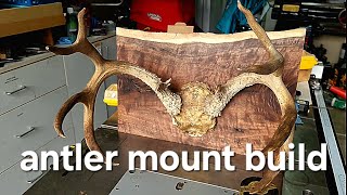 building an antler mount from a piece of scrap walnut [upl. by Goodden59]