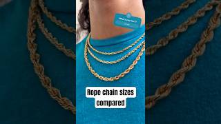 comparison 4mm 18” 5mm 20” and 6mm 22” rope chains Like amp subscribe for more ropechain jewelry [upl. by Canute]