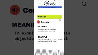 Meaning of Word CENSOR shortvideo english learning [upl. by Eillil]