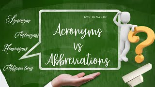 ACRONYMS VS ABBREVIATIONS  Definition amp Examples [upl. by Corri795]