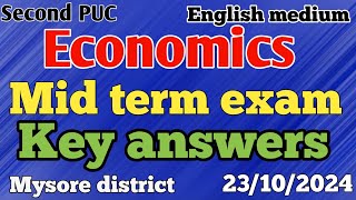 2nd PUC economics midterm exam 2024  key answers  Mysore district midterm paper  23102024 [upl. by Henrie]