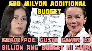 GRACE POE DAGDAG NA 600 MILLION BUDGET NI SARA PINAG LABAN SA SENADO [upl. by Willumsen]