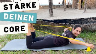 Kräftige deinen Bauch und Rücken mit dem Theraband  Pilates [upl. by Ahcsropal517]