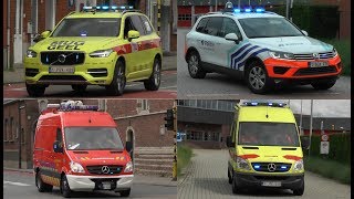 Double siren Brandweer Politie MUG en Ambulances met spoed in Geel 874 [upl. by Gardie534]