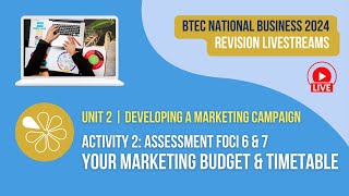 The Marketing Budget and Timetable AF 6amp7 for BTEC National Business Unit 2 [upl. by Atsilac]