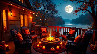 Cozy Autumn Porch Ambience  Gentle Jazz Melodies amp Fireplace Sounds for Unwind Stress Relief 🍂 [upl. by Bohs384]