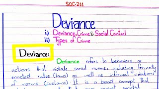 Deviance  Crime  Types of Crime  Social Control SOC211 pu [upl. by Aivonas775]