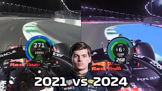 Verstappen Jeddah 2024 vs His Unfinished Mega 2021 Q3 Lap [upl. by Strickler]