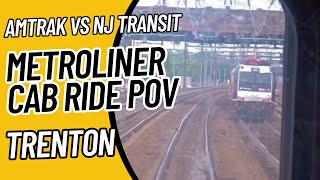 Railfan Window POV Train Race  Trenton  Amtrak vs NJT  Metroliner Cab Car Ride [upl. by Gant565]