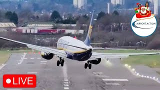 STRONG CROSSWIND Landings LIVE Birmingham Airport 28122023 planespotting [upl. by Ahselak]